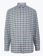 Marks & Spencer Pure Cotton Checked Relaxed Oxford Shirt Navy Mix