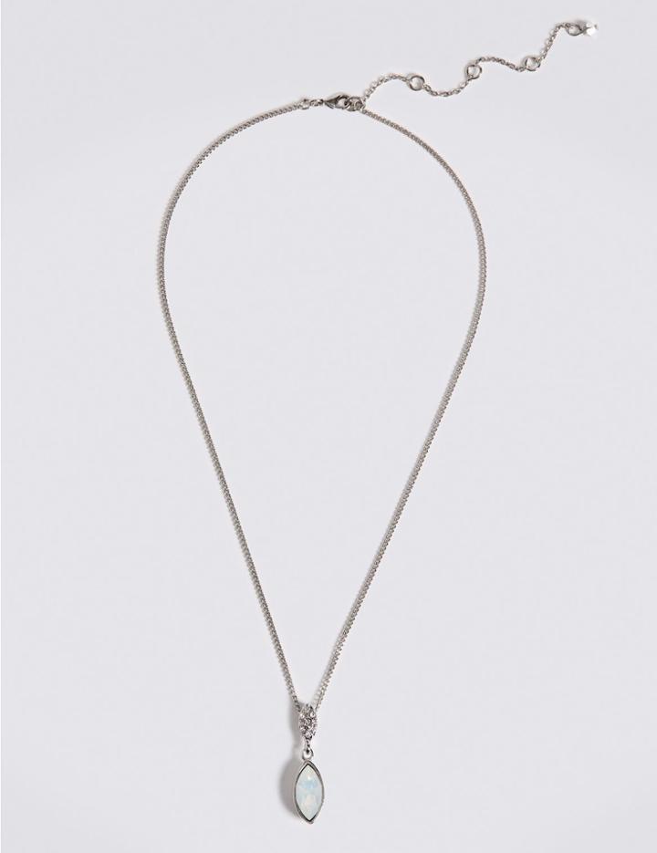 Marks & Spencer Pav Navette Drop Necklace Made With Swarovski&reg; Elements White Mix