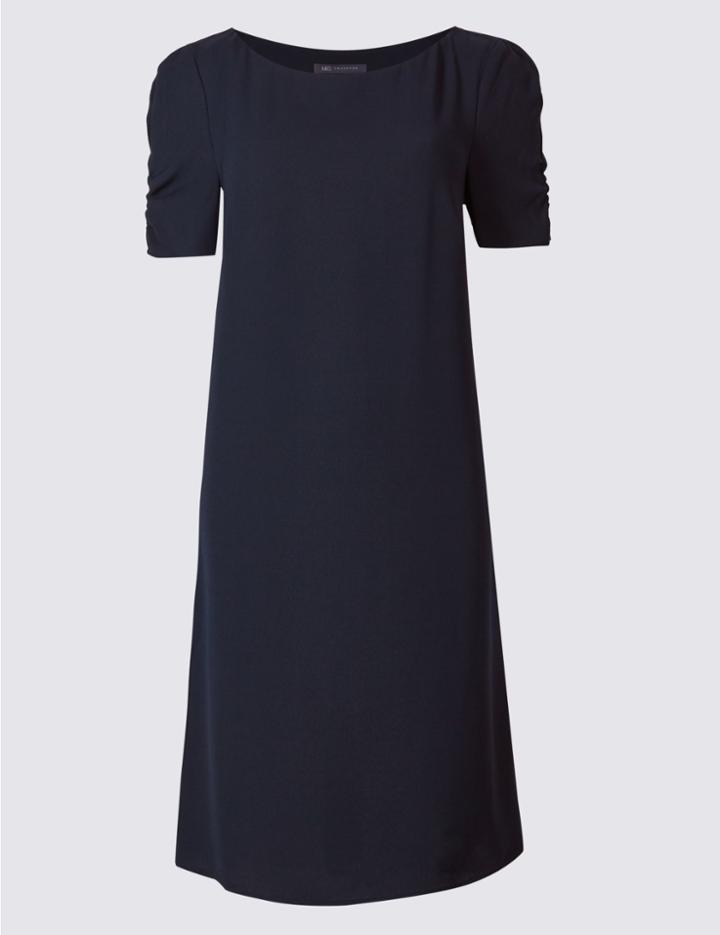 Marks & Spencer Ruched Sleeve Tunic Dress Navy