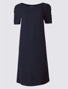 Marks & Spencer Ruched Sleeve Tunic Dress Navy