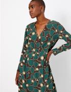Marks & Spencer Leaf Print Relaxed Midi Dress Green Mix
