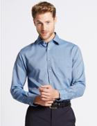 Marks & Spencer 2in Longer Non-iron Regular Fit Oxford Shirt Blue Blue