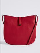 Marks & Spencer Faux Leather Metal Tab Across Body Bag Red