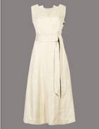 Marks & Spencer Pure Linen Swing Midi Dress Oatmeal