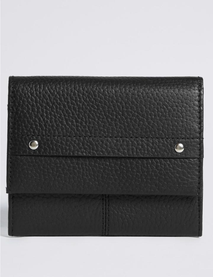 Marks & Spencer Leather Grainy Purse With Cardsafe&trade; Black