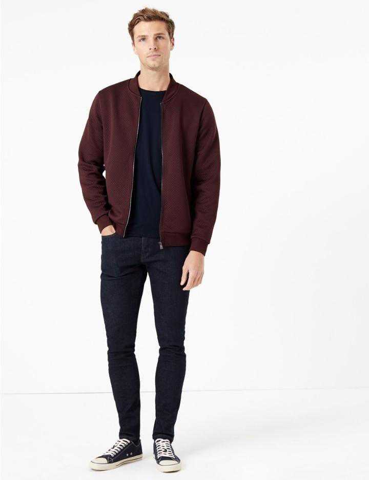 Marks & Spencer Jacquard Baseball Jacket Rum