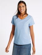 Marks & Spencer Pure Cotton Short Sleeve Jersey Top Chambray