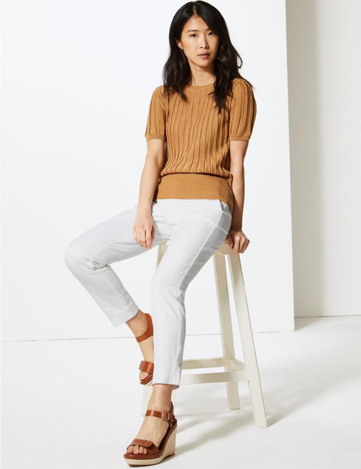 Marks & Spencer Mia Slim Ankle Grazer Trousers Ivory