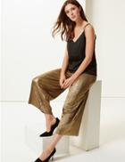 Marks & Spencer Sparkly Wide Leg Trousers Gold Mix