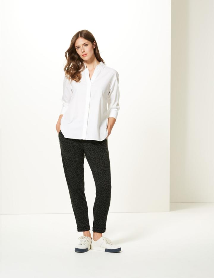 Marks & Spencer Printed Tapered Leg Peg Trousers Grey Mix