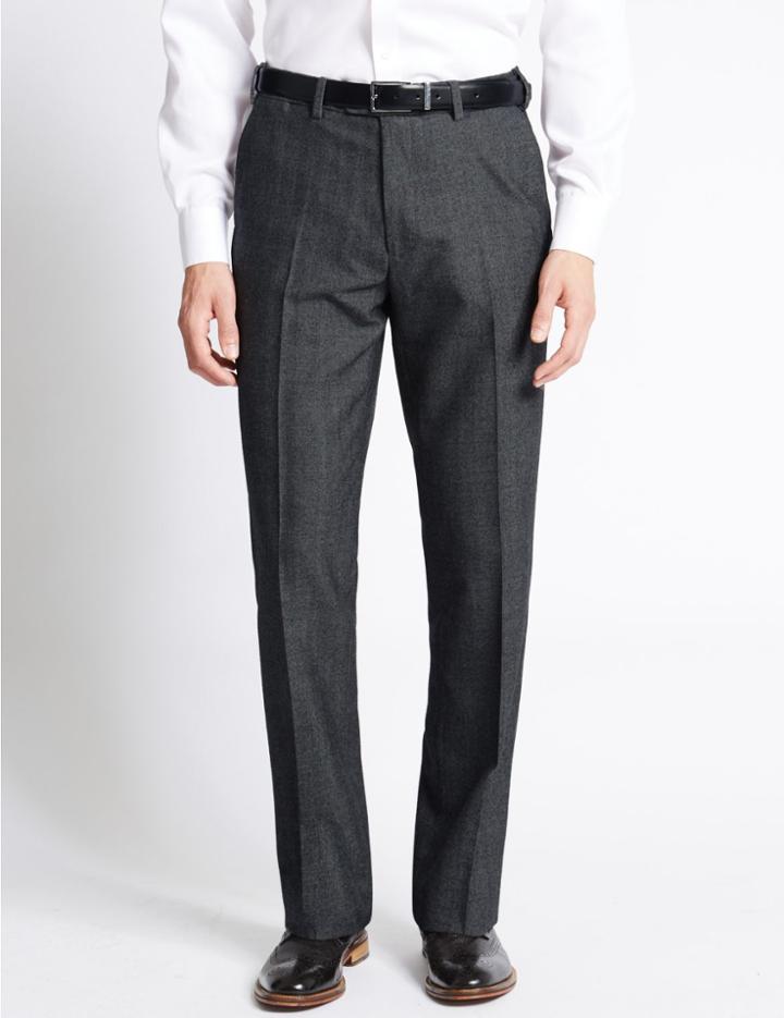 Marks & Spencer Supercrease&trade; Active Waistband Flat Front Trousers With Stormwear&trade; Black/grey