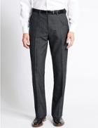 Marks & Spencer Supercrease&trade; Active Waistband Flat Front Trousers With Stormwear&trade; Black/grey