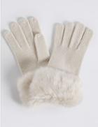 Marks & Spencer Faux Fur Cuff Gloves With Thinsulate&trade; Cream