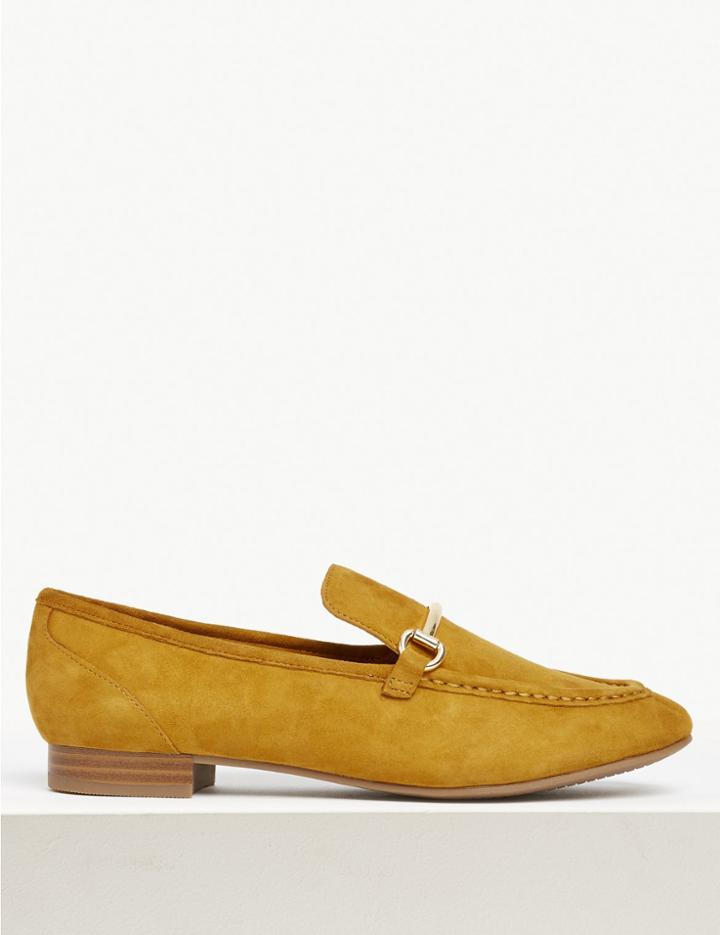 Marks & Spencer Suede Bar Trim Loafers Ochre