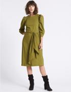 Marks & Spencer Cotton Rich Poplin Tie Waist Tunic Dress Olive