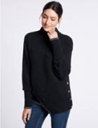 Marks & Spencer Textured Asymmetric Turtle Neck Jumper Navy