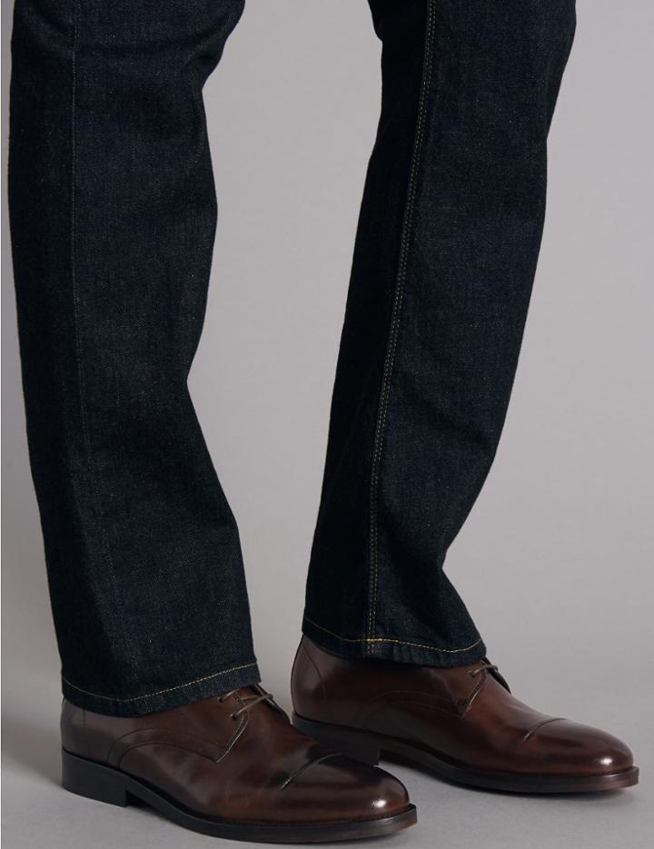 Marks & Spencer Leather Lace-up Toe Cap Shoes Brown