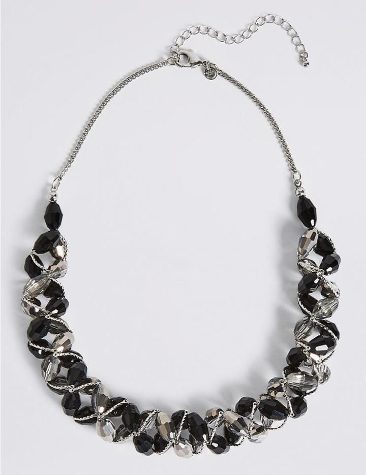 Marks & Spencer Multi-faceted Assorted Bead Twist Necklace Black Mix