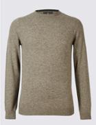 Marks & Spencer Merino Wool Rich Crew Neck Jumper Brown