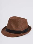 Marks & Spencer Double Weave Textured Trilby Hat Rust