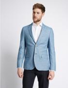 Marks & Spencer Linen Blend Textured Jacket Blue