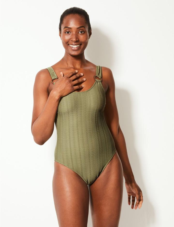 Marks & Spencer Padded Scoop Neck Swimsuit Khaki