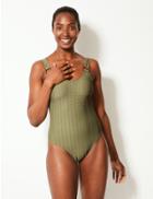 Marks & Spencer Padded Scoop Neck Swimsuit Khaki