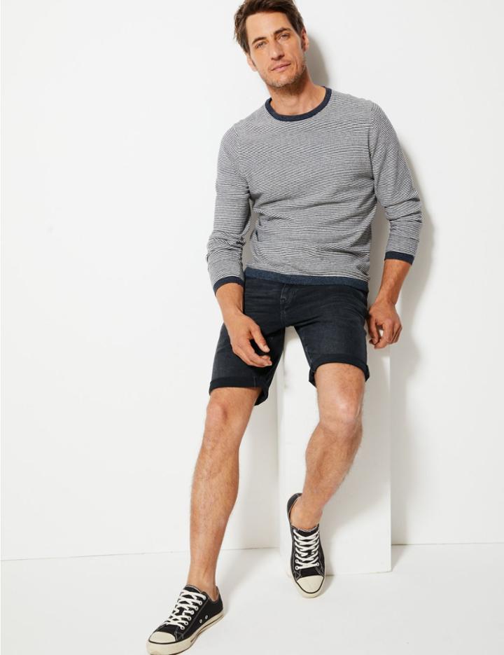 Marks & Spencer Slim Fit Denim Shorts Black Mix