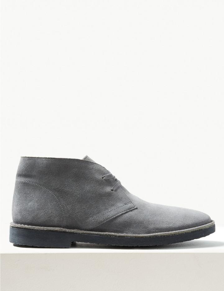 Marks & Spencer Suede Lace-up Desert Boots Grey