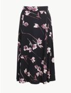Marks & Spencer Jersey Floral Print A-line Skirt Black Mix