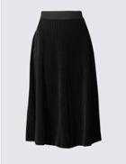 Marks & Spencer Cord Flippy Midi Skirt Black