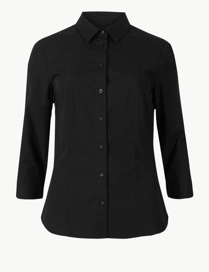 Marks & Spencer 3/4 Sleeve Shirt Black
