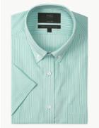 Marks & Spencer Pure Cotton Tailored Fit Oxford Shirt Green Mix