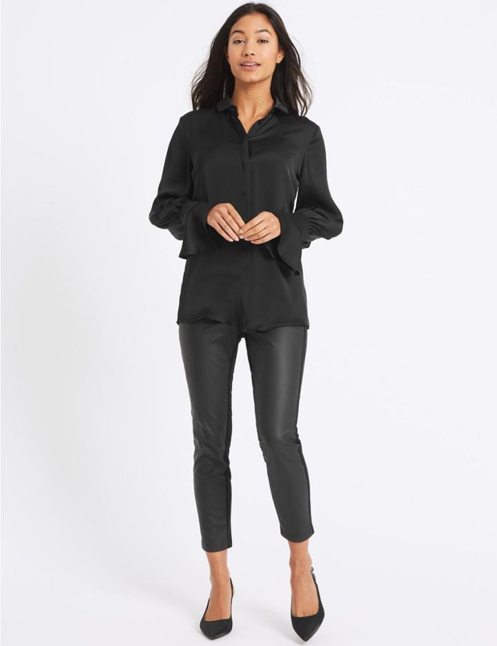 Marks & Spencer Faux Leather Skinny Trousers Black