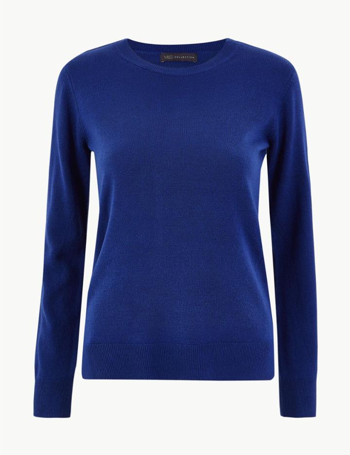 Marks & Spencer Cashmilon&trade; Crew Neck Jumper Rich Blue
