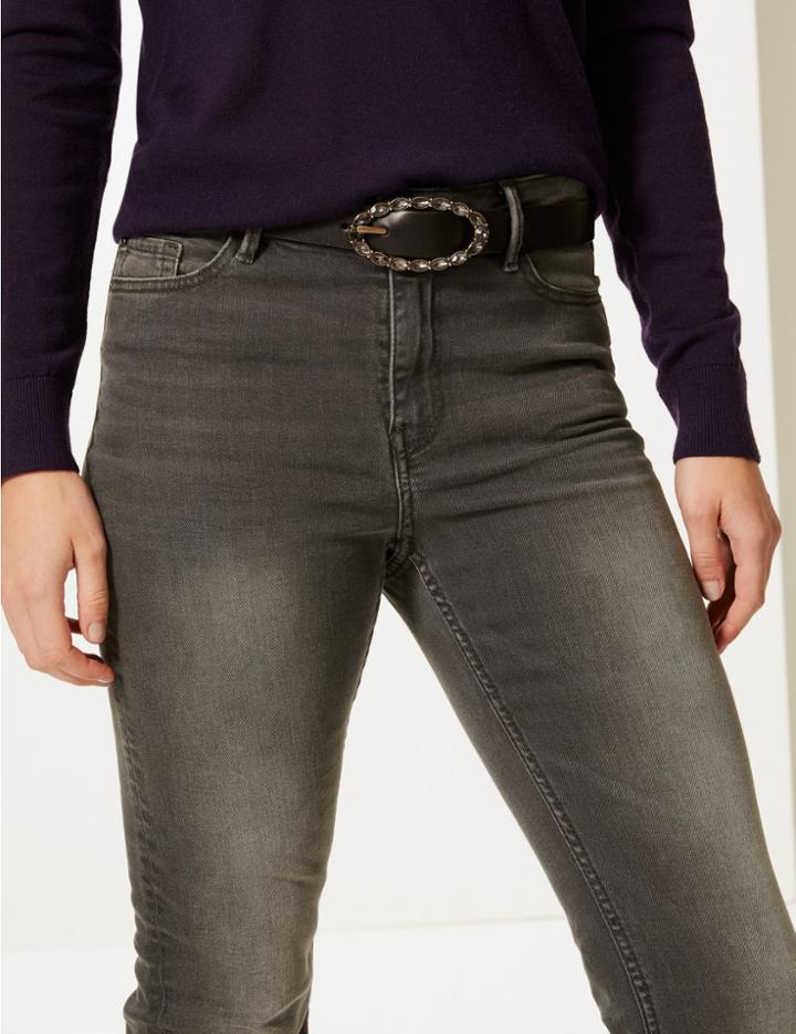 Marks & Spencer Faux Leather Jeans Hip Belt Black Mix