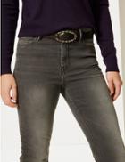 Marks & Spencer Faux Leather Jeans Hip Belt Black Mix