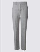Marks & Spencer Petite Checked Straight Leg Trousers Grey Mix