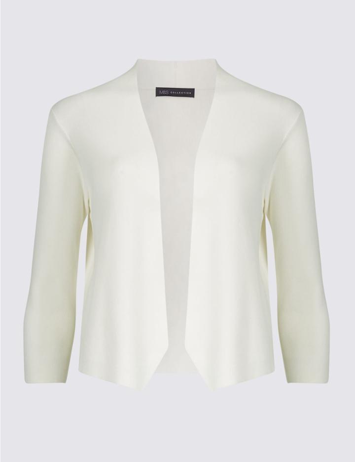 Marks & Spencer Open Front Cardigan Ivory Mix