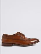 Marks & Spencer Leather Derby Brogue Shoes Tan