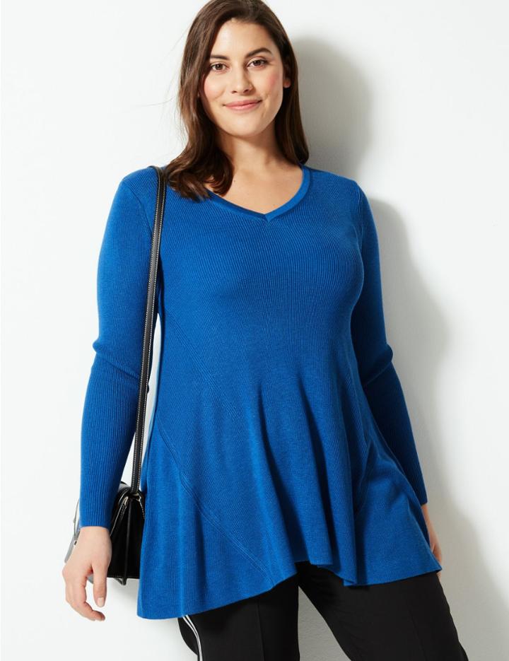 Marks & Spencer Curve Ribbed Jumper Blue Mix