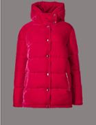 Marks & Spencer Velvet Padded Jacket With Stormwear&trade; Dark Red
