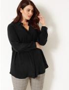 Marks & Spencer Curve Pure Silk Long Sleeve Shirt Black