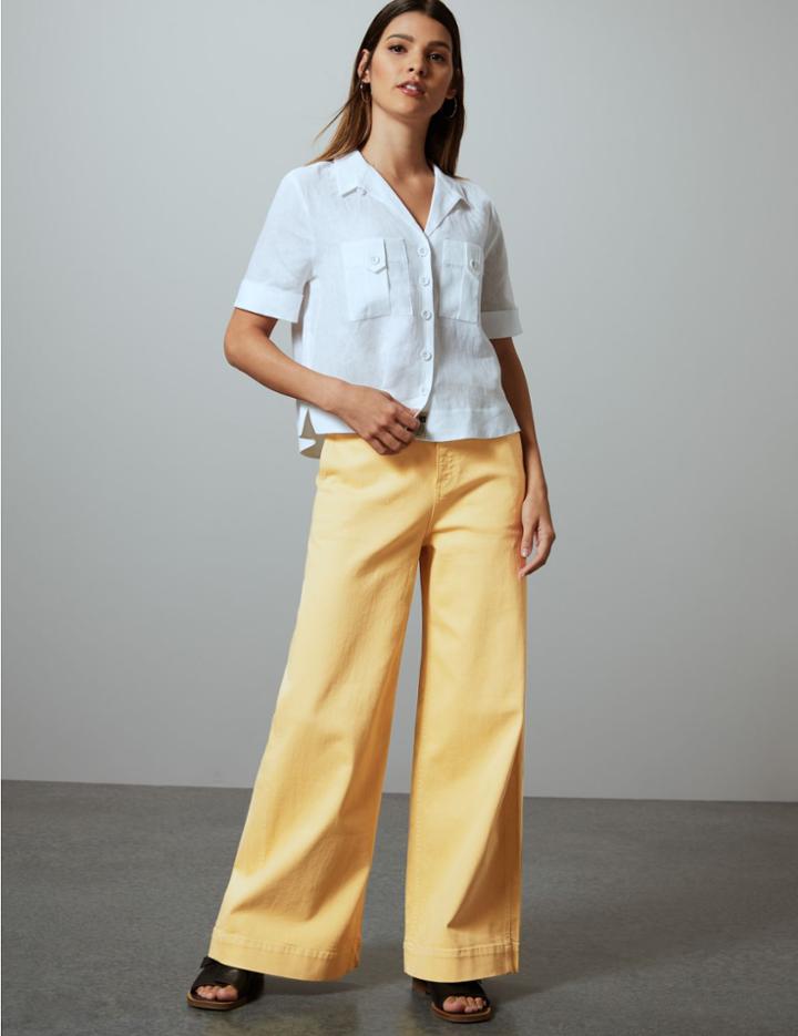 Marks & Spencer Mid Rise Wide Leg Ankle Grazer Jeans Ochre