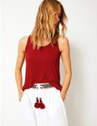 Marks & Spencer Round Neck Vest Top With Linen Sienna