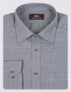 Marks & Spencer Pure Cotton Classic Collar Checked Shirt Navy Mix