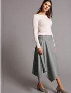Marks & Spencer Checked Asymmetric Skirt Grey Mix