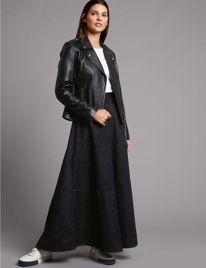 Marks & Spencer Denim Maxi Skirt Dark Indigo Mix
