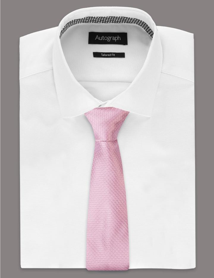 Marks & Spencer Pure Silk Micro Dotted Tie Light Pink