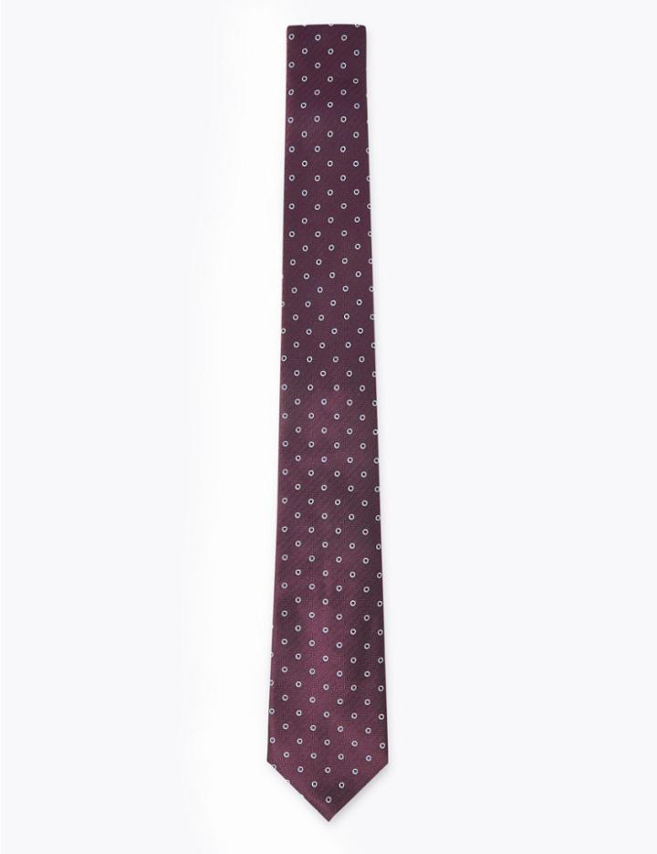 Marks & Spencer Outline Spot Tie Aubergine Mix